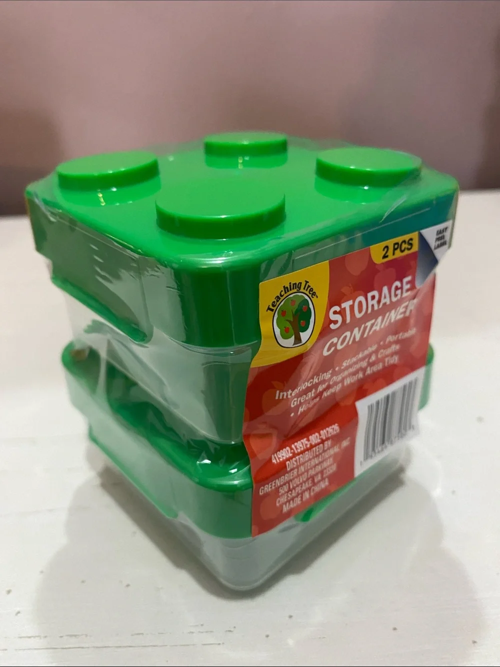 Lego Inspired Stackable Plastic Storage Containers Set-Blue, Red, Green, Yellow